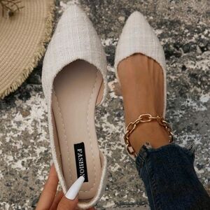 White Tweed Flats 8.5